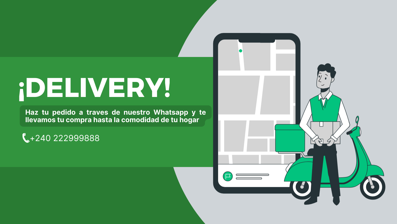 Green and White Illustration Minimalist Fast Delivery Facebook Cover - S497